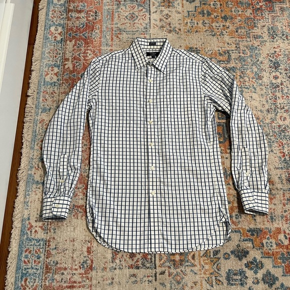 Jcrew Thompsons 2-ply cotton blue and white checked shirt - Picture 1 of 5